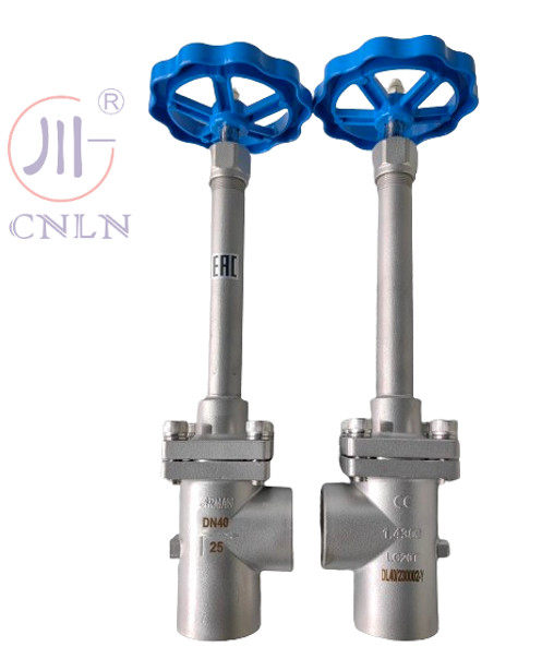 Paslanmaz çelik DN32 PN50 Kriyojenik küre valf açısı tipi LNG/LOX/LN2/LAR için