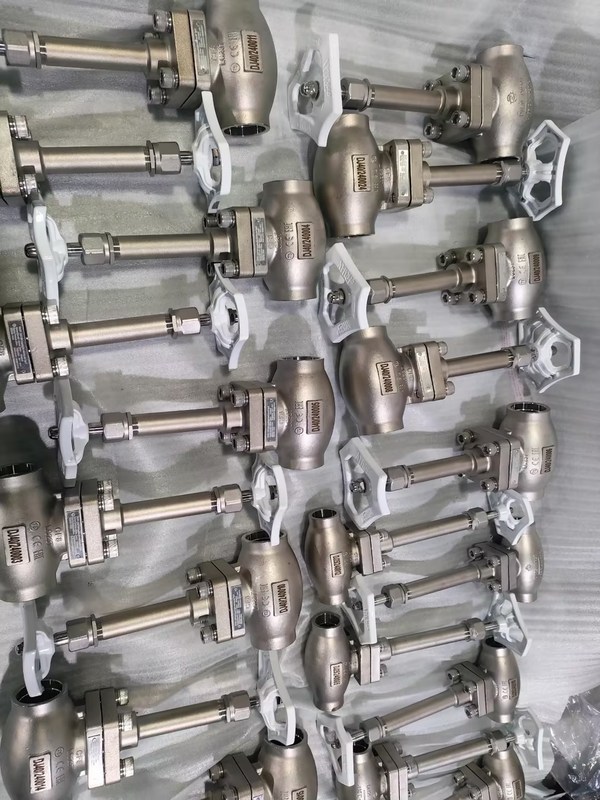 DN25 Kriyojenik Küresel Valf Paslanmaz Çelik 304/316 PTFE Dükkanlı ve CF8/CF3 Valf Bedenli -196°C ila +80°C Uygulamalar